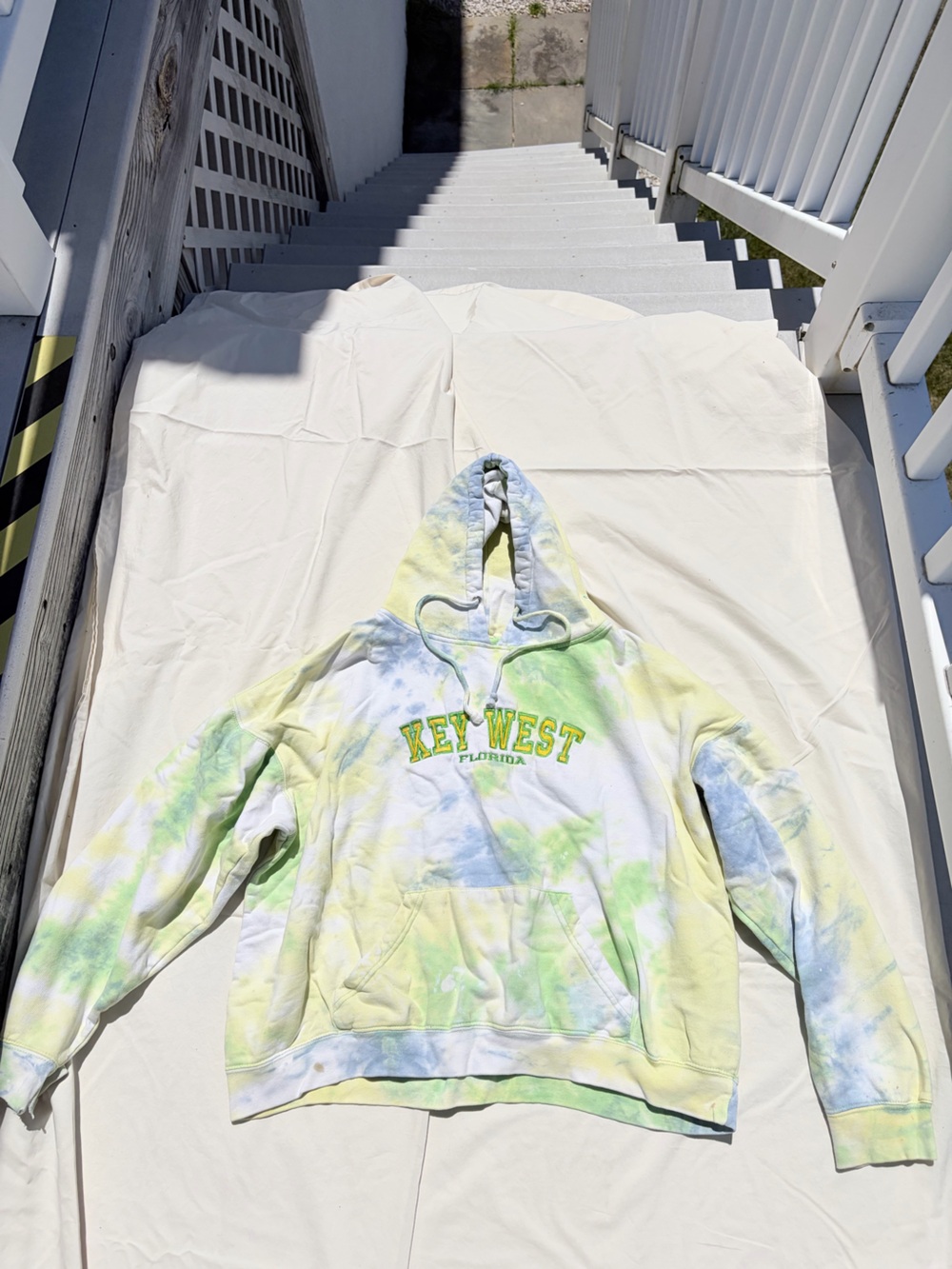Exist Tie-Dye 'Key West' Pullover Hoodie - Yellow/Green/Blue